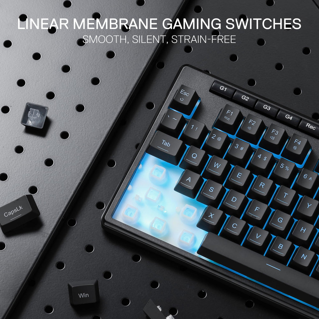 Redragon K516 Shiva TKL Wired RGB Membrane Gaming Keyboard, 87 Keys Mechanical-Feel Keyboard w/Smooth Linear Switch, On-Board Macro & Dedicated Multimedia Keys, 16.8M RGB Backlit, Software Supported