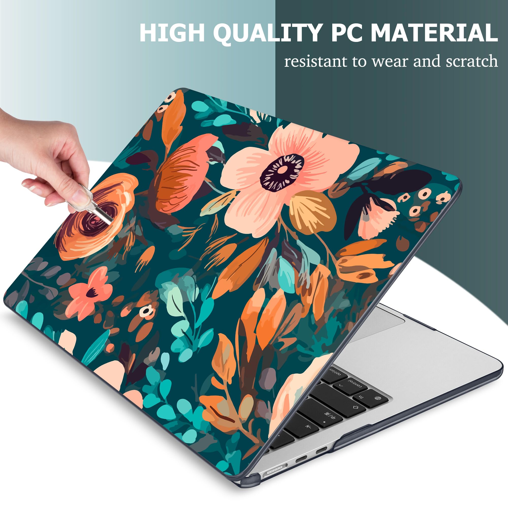 Mektron for 2026 MacBook Air 13-inch M5 Laptop Case A3449 with 13.6-inch Liquid Retina Display Fits 2025 A3240 M4 2024 A3113 M3 2023 A2681 M2 Printed Hard Shell for MacBook Air 13.6", Abstract Florals
