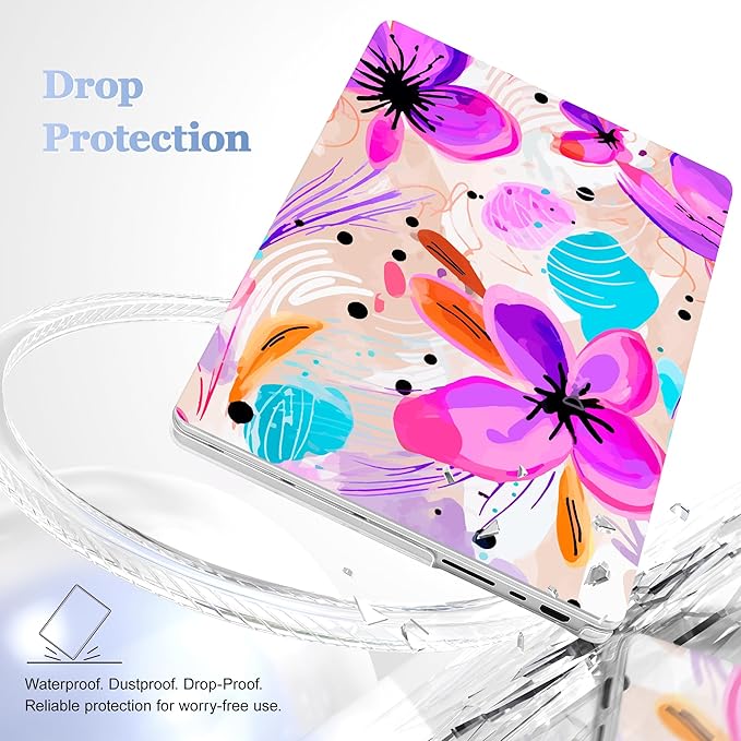 for MacBook Pro 16 inch Case 2021 2022 2023 2024 Release A3186 A3403 M4 A2991 M3 A2780 M2 A2485 M1 Pro/Max, Hard Shell Case with Screen Protector & Keyboard Cover, Trendy Floral