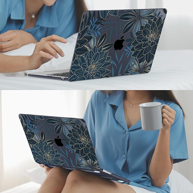 Mektron for 2025 M4 MacBook Air 13.6 Inch A3240 Case Fits 2023 A2681 M2 2024 A3113 M3 Chip with Liquid Retina Display, Printed Plastic Hard Shell Cover for MacBook Air 13.6", Dahlia Flower C035