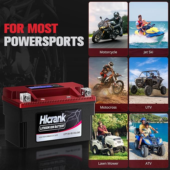 YTZ10S Lithium 12V 6Ah 360CCA LiFePO4 Motorcycle Battery, Powersports Battery for Honda KTM Yamaha Harely, Fit ATV, UTV, Scooter, Motocross, Lawn Mower, Jet Ski, Motorboat