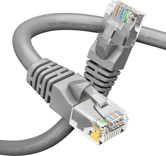 GEARit Cat 6 Ethernet Cable (1-Pack 10 Feet) Cat6 Network Patch, 10Gbps, RJ45, Snagless Cord, Gold-Plated Connectors, Internet for PC, TV, Tablet, Router, Printer, Servers, IT Data Center - Gray