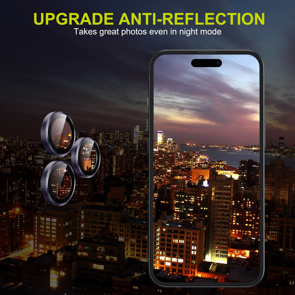 WSKEN for iPhone 14 Pro/iPhone 14 Pro Max Camera Lens Protector,[Night Shooting Mode] HD Tempered Metal Glass Camera Screen Protector Cover Film Accessories,Deep Purple