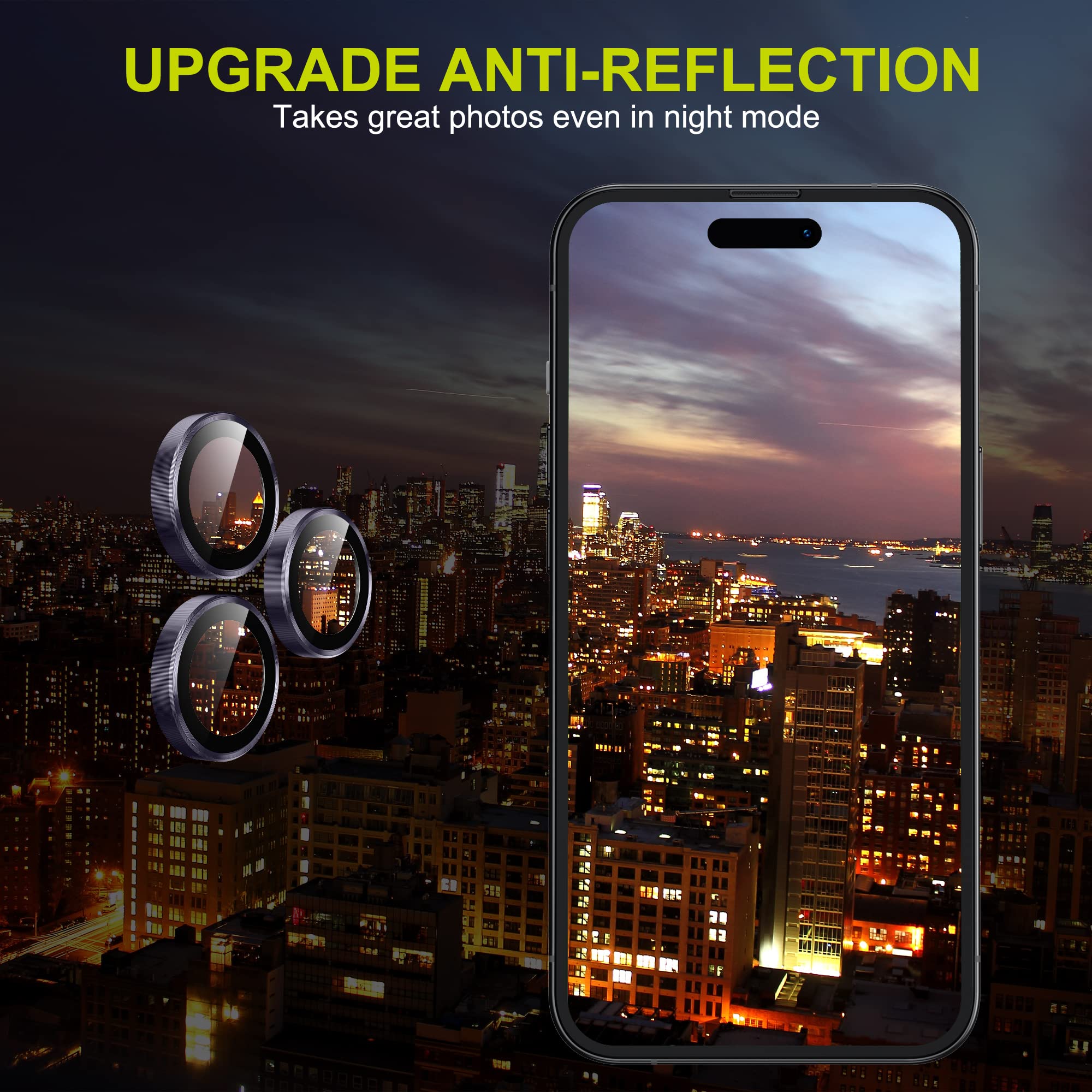 WSKEN for iPhone 14 Pro/iPhone 14 Pro Max Camera Lens Protector,[Night Shooting Mode] HD Tempered Metal Glass Camera Screen Protector Cover Film Accessories,Deep Purple
