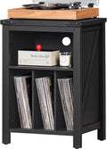 Record Player Stand with Vinyl Record Storage,Black Record Player Table Holds up to 160 Albums,Large Wood Turntable Stand Cabinet Dispaly Shelf for Living Room,Bedroom,Office
