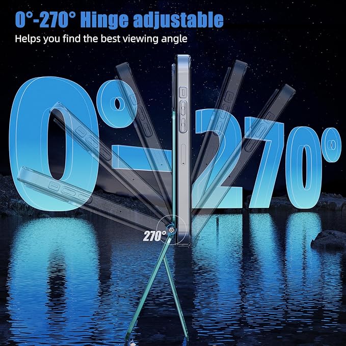Phone Tripod Stand, Aluminum Alloy Mini Tripod Compatible with Magsafe iPhone 16/15/14/13/12 Series, Foldable Strong Magnetic Phone Stand, Mult-Angle Adjustment Selfie Stick (Ocean Blue)
