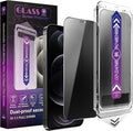 2 Pack Privacy Screen Protector for iPhone 12 Pro/iPhone 12, 9H Tempered Glass, Full Coverage, Anti-Fingerprint, Auto Dust-Elimination, No Bubble, Easy Installation