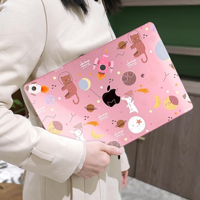 MEEgoodo for M4/M3/M2 MacBook Air 15.3 inch Case 2025 2024 2023, Case Fit Model (A3241/A3114/A2941) for MacBook Air 15 inch, Laptop Hard Shell with Keyboard Cover, Space & Animals