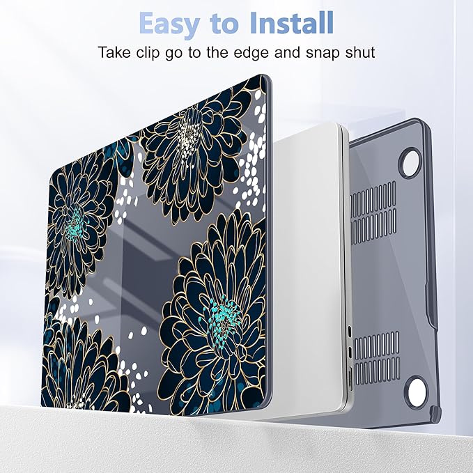 Case for MacBook Air 15 Inch 2025 2024 2023 Release M4 A3241 M3 A3114 M2 A2941, Hard Shell with Screen Protector & Keyboard Cover, Compatible with Touch ID, Luxury Floral