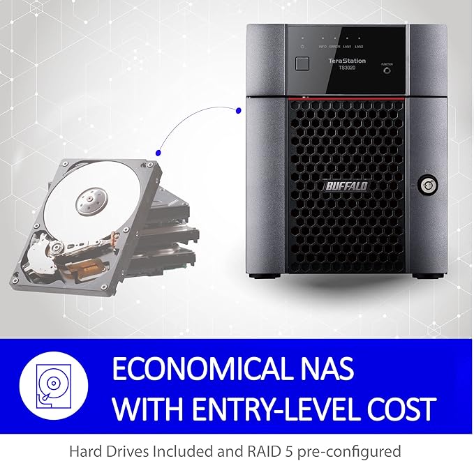 BUFFALO TeraStation Essentials 4-Bay Value-Focused Desktop NAS 32TB (4x8TB) with Hard Drives Included
