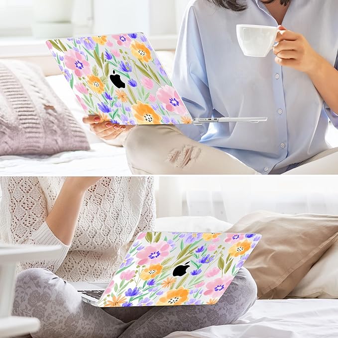 May Chen for MacBook Air 13.6 inch Case A3240 M4 A3113 M3 A2681 M2 with Retina Dispaly, 2025 2024 2023 2022 Release, Plastic Hard Shell Case with Screen Protector & Keyboard Cover, Flower S918