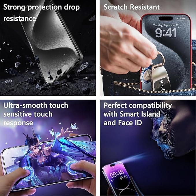 Matte Screen Protector for iPhone Air 6.5-Inch, Auto Dust Removal, 9H Tempered Glass, Full Cover, Anti-Fingerprint, Easy Installation, 2 Pack