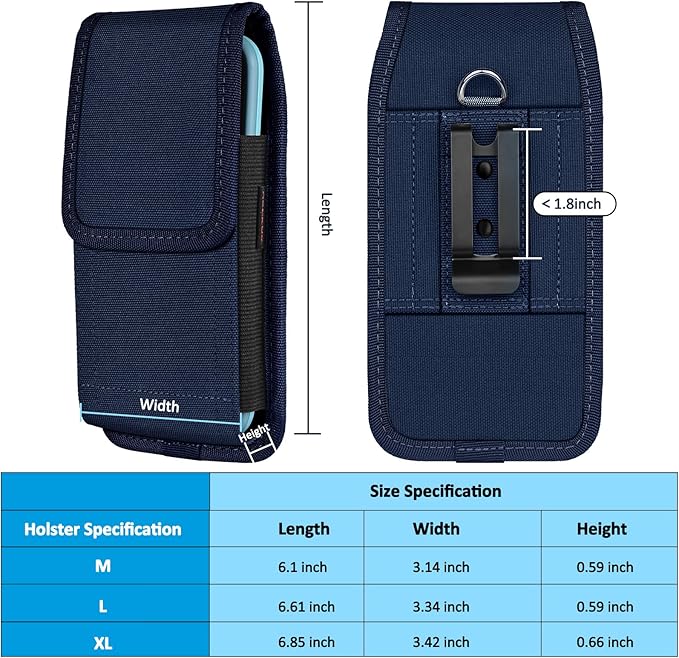 Phone Holster for Belt with Metal Clip and Magnetic Closure Compatible with Galaxy S25/S24/S23/S22/S21/S20 Ultra A16 A26 A35 A36 A55 A56 for Everyday Protection, XL-Blue