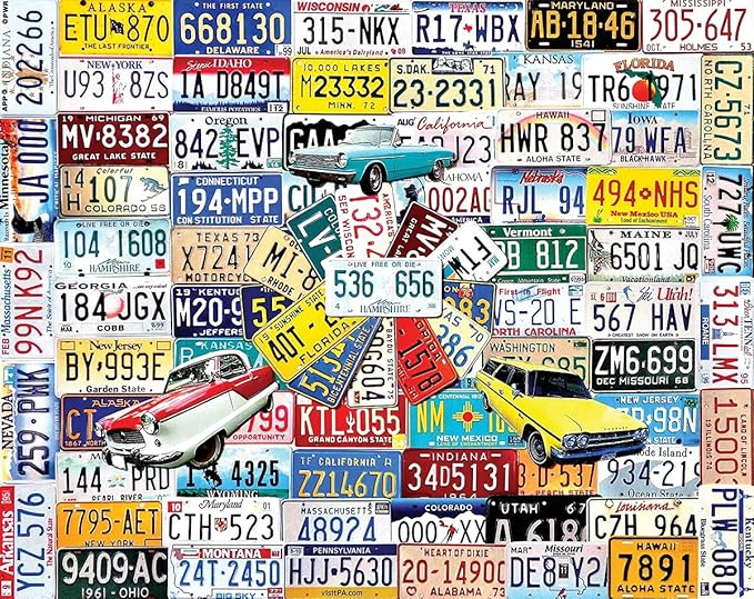White Mountain Puzzles State Plates - 500 Piece Jigsaw Puzzle