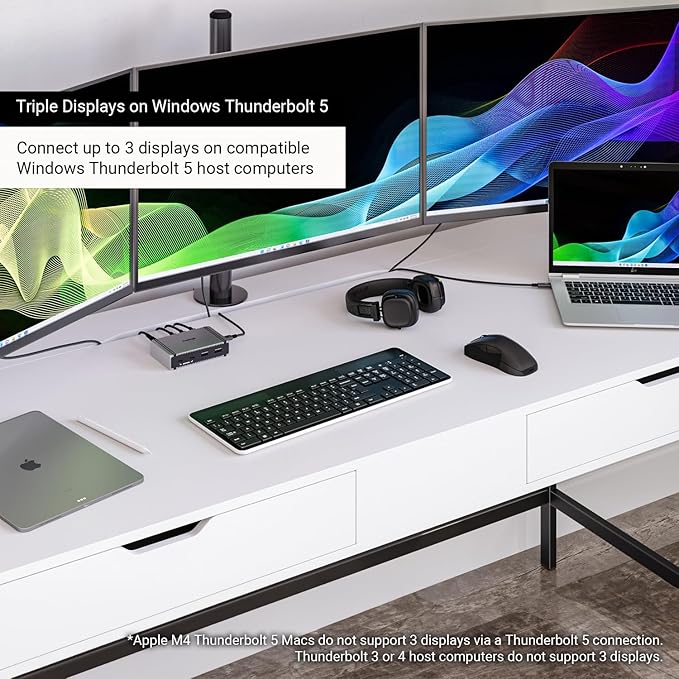 CalDigit E5 - Thunderbolt 5 Element 5 Hub - 9-Port, 4xThunderbolt 5/USB4 v2 Ports, 3xUSB-A & 2xUSB-C 10Gb/s Ports, Single 8K, Dual 6K/8K, or Dual 4K@240Hz Displays, 90W Charging, 0.8m Cable 180W PSU
