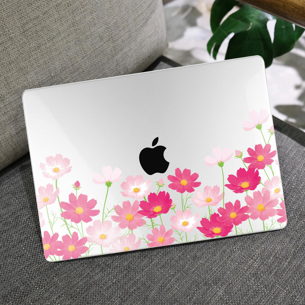 MEEgoodo Case for MacBook Pro 13 inch Case 2022 2021 2020 New A2338 M2/M1 A2251 A2289, Laptop Hard Shell with Keyboard & Camera Cover Compatible with 13 inch MacBook Pro, Bright Pink Flowers