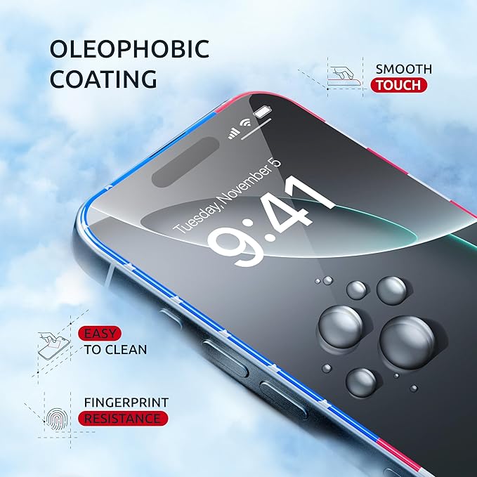 Screen Protector for iPhone 16 Pro Max – (2-Pack) USA Flag & Black Frame Design - Tempered Glass Screen Protector for 16 Pro Max 9H Full Coverage - Oleophobic Coating Easy Installation