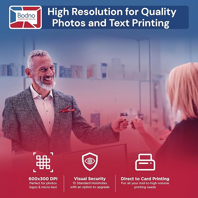 Bodno Magicard 600 Dual Sided ID Card Printer & Complete Supplies Package ID Software - Silver Edition