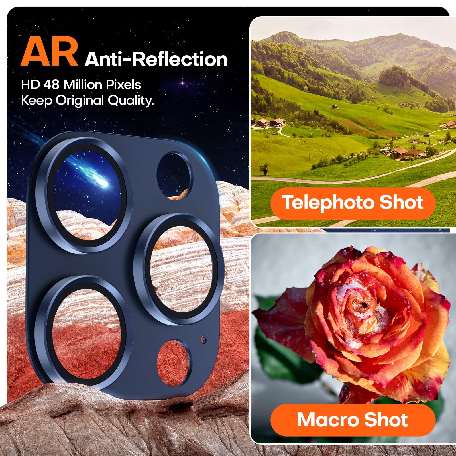 Wumigoo Camera Lens Protector for iPhone 16/15/14 Pro Max & 16/15/14 Pro