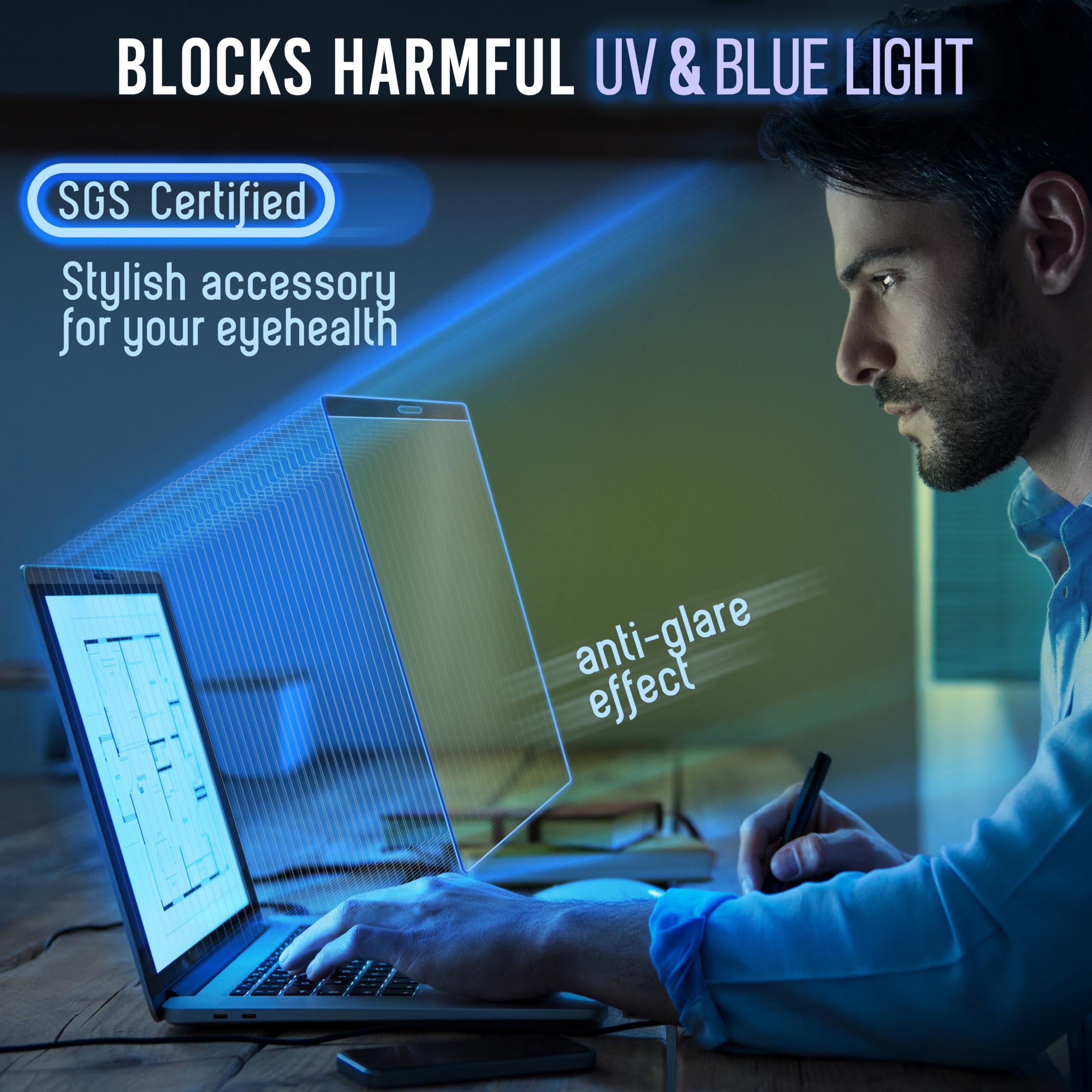 VINTEZ Magnetic Blue Light Screen Protector Compatible With MacBook Air 13" 2018, 2019, 2020, 2021, M1 Anti Blue Light Blocking Filter for Laptop