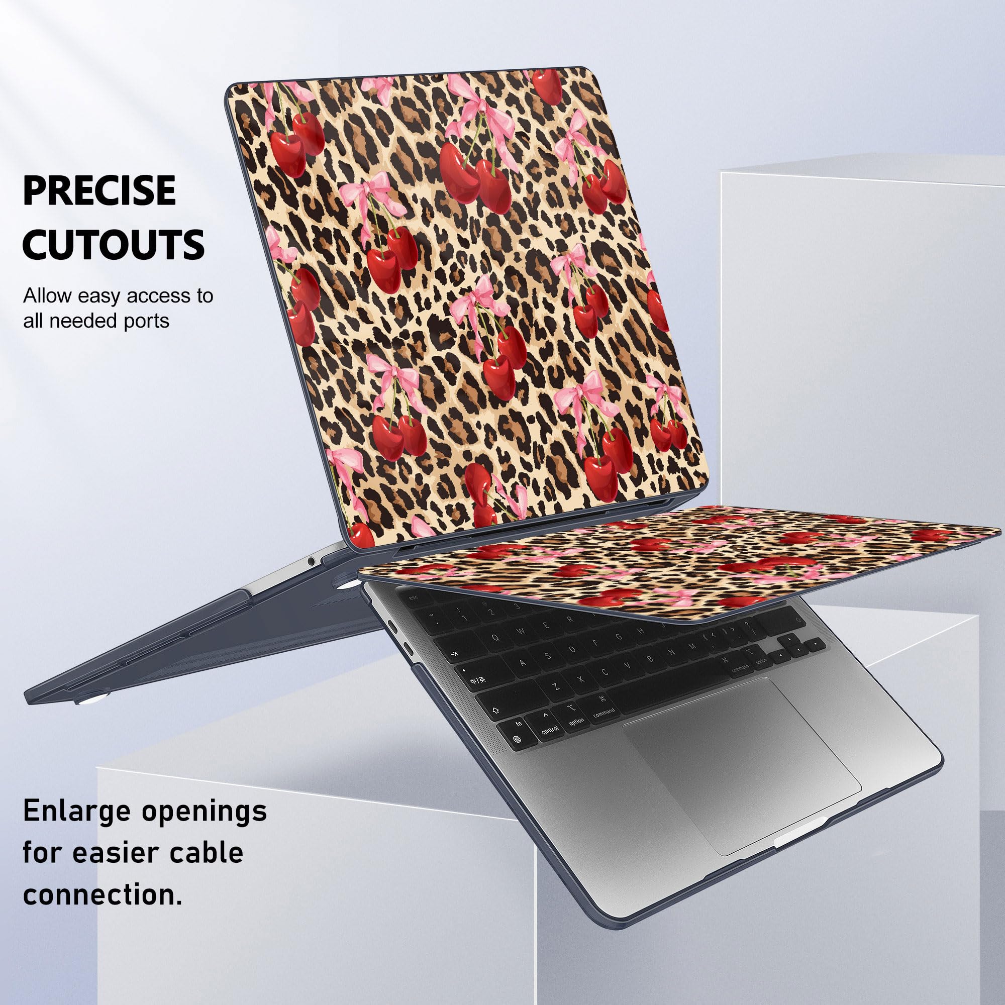 May Chen Case for MacBook Pro 13 inch M2 2023,2022,2021,2020 A2338 M1 A2251 A2289, Plastic Hard Shell Case for MacBook Pro 13" with Touch Bar Fits Touch ID, Cherry & Cheetah