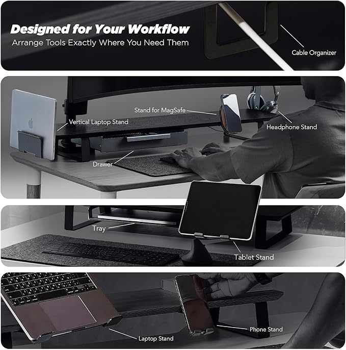 Moodular Add-ons Headphone Stand [Accessory Only - Requires Moodular Wooden Monitor Stand Slide Rails for Use] Black MSA-HS