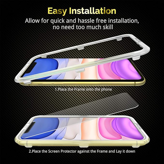 UNBREAKcable Screen Protector for iPhone 11/ iPhone XR 2 Pack, [Easy Installation Frame] [Anti-Scratch] [Anti-Fingerprint] [Bubble Free] Double Defense Premium Tempered Glass for iPhone 11/ XR 6.1"