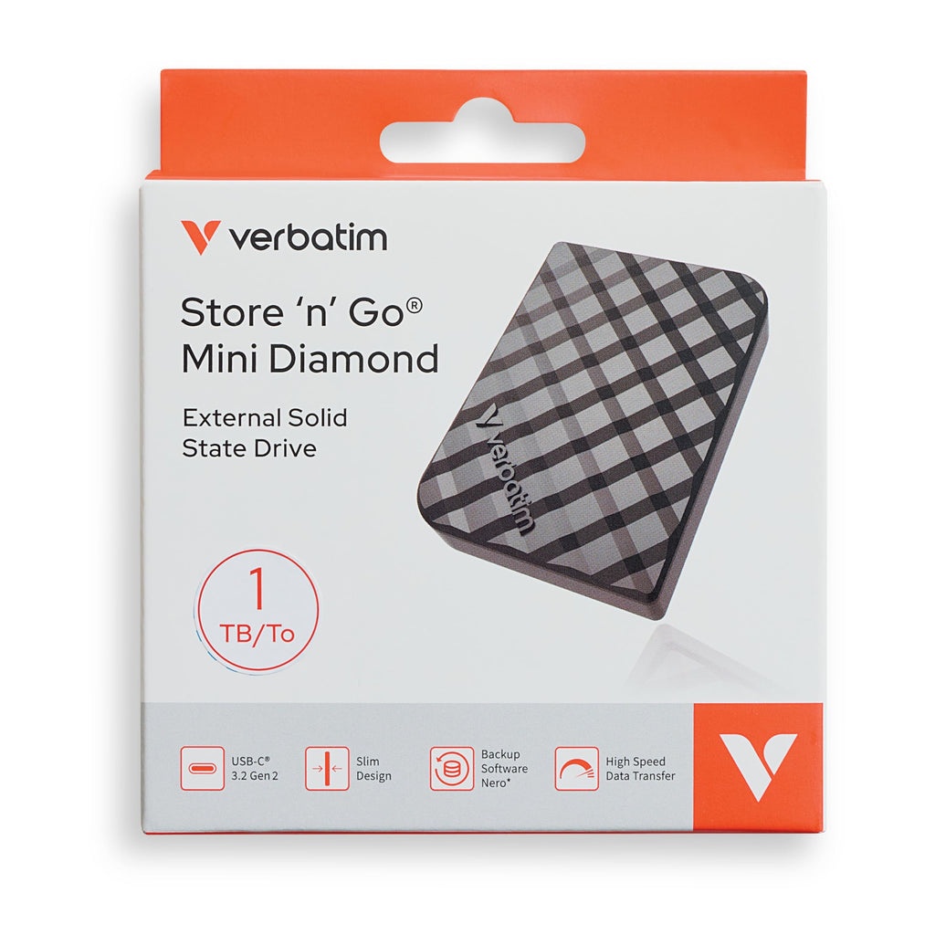 Verbatim 1TB Store 'n’ Go Mini External Solid State Drive USB 3.2 Gen 1 USB-C Connection - Diamond Black