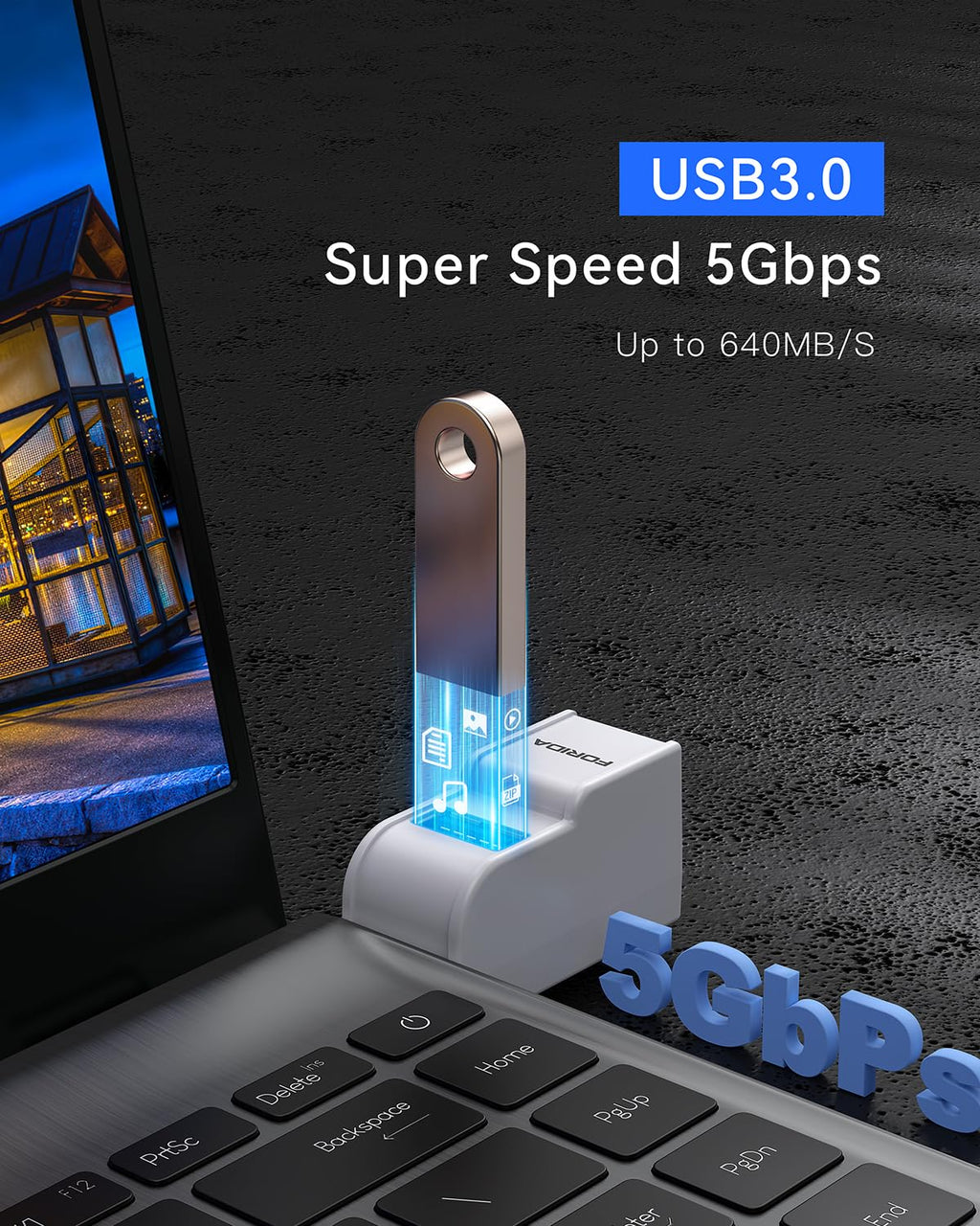 Mini USB Hub 3-Port USB Splitter 1 in 3 Out, Data USB Expander Adapter