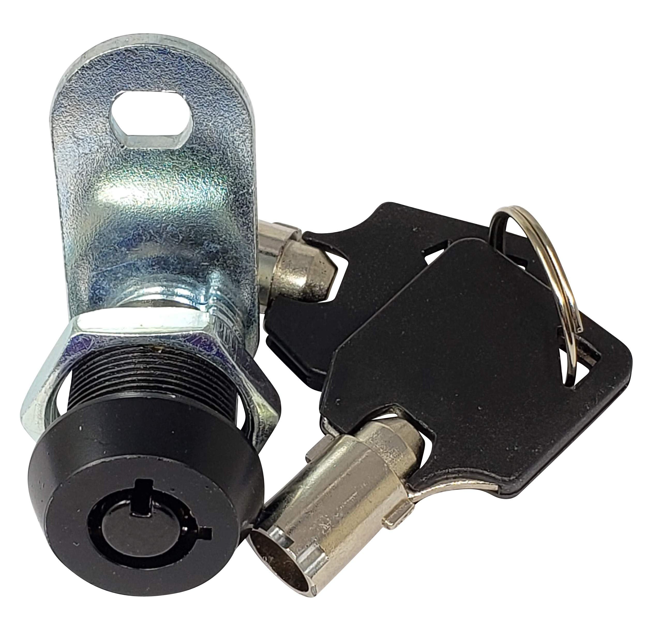 Admiral Locks Tubular Cam Lock, Keyed Alike Removable Key RV Compartment Storage Lock Cabinet Locks (Black Pack of 1, 5/8 Inch 90°)