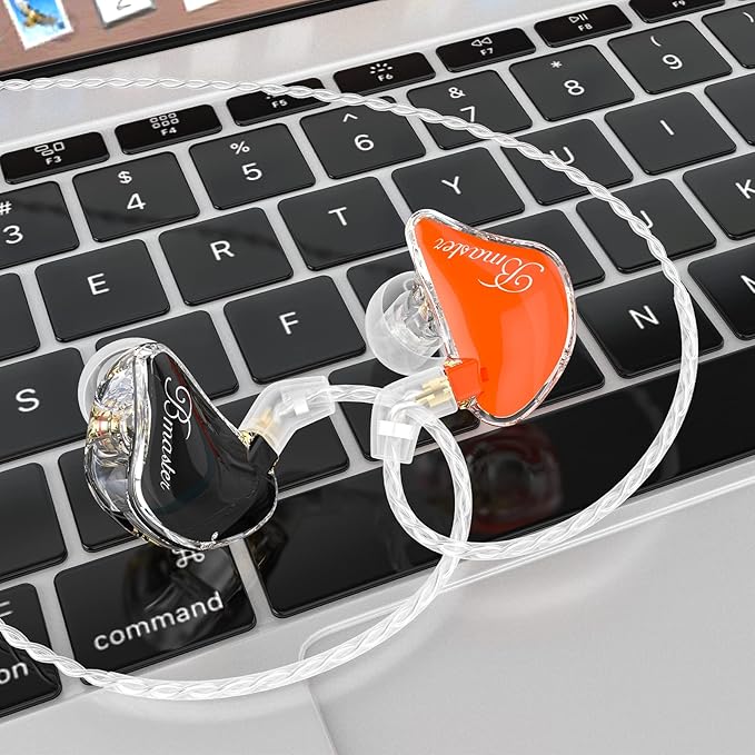 BASN in-Ear Monitors, Bmaster Triple Driver HiFi Stereo Noise-Isolating with Enhanced Bass for Musicians Stage/Audio Recording (PRO Orange/Black)