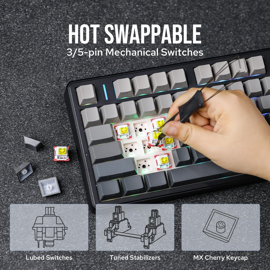 EPOMAKER Aula F99 MAX Wireless Mechanical Keyboard, Smart Screen & Knob, 8000mAh, 2.4Ghz/BT Creamy Keyboard, Pre-Lubed Switch, Hot-Swappable, RGB Backlit, Custom Software (Black Gradient)