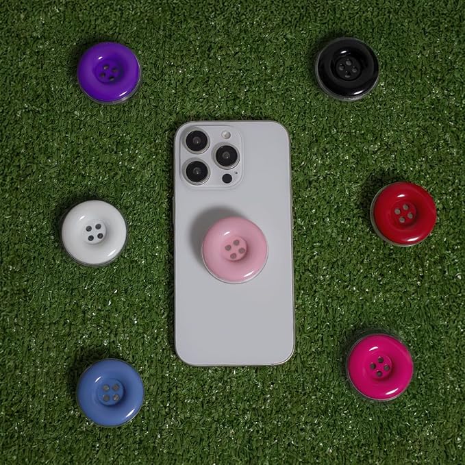 Solid Color Button Phone Grip – Minimalist Design, Durable and Lightweight, Grip and Stand for Smartphones (White, Adhesive Type)