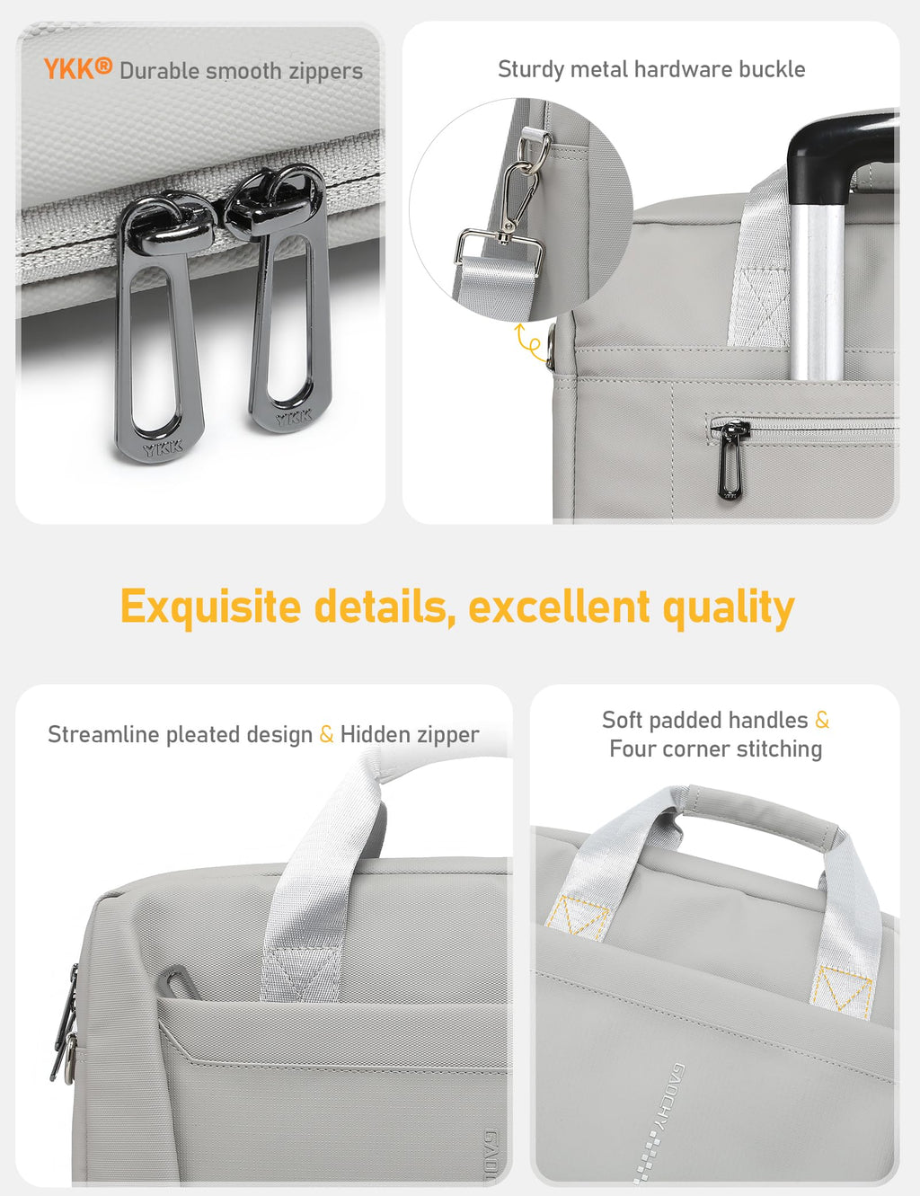 GAOCHY 13-14 Inch Laptop Shoulder Bag Business Briefcase Water Resistant Computer Messenger Bags Compatible with MacBook Pro 14, MacBook Air 13 M4, HP, Dell, ASUS Notebook, Grey