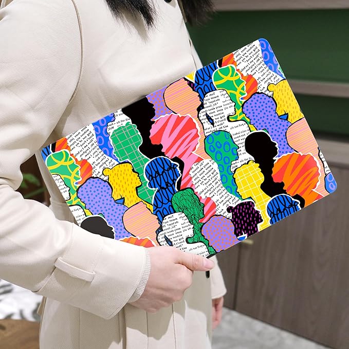 MEEgoodo for M4/M3/M2 MacBook Air 15.3 inch Case 2025 2024 2023, Case Fit Model (A3241/A3114/A2941) for MacBook Air 15 inch, Laptop Hard Shell with Keyboard Cover, Diverse People Abstract Art