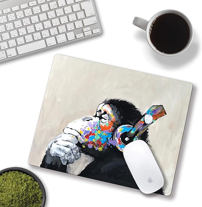 Mouse pad, Mouse pad with Design, Gorilla Oil Painting Graffiti, Funny Home and Office Non-Slip Computer Mousepad