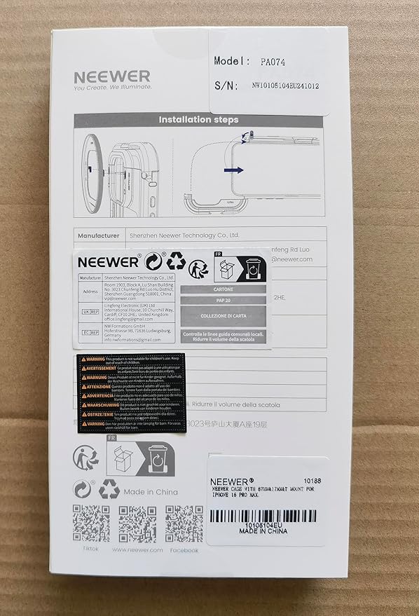 NEEWER 16 Pro Max Cage, Quick Release Video Rig Phone Stabilizer Compatible with iPhone 16 Pro Max with 67mm Filter Adapter, 17mm Lens Backplate, T Mount Lens Adapter Compatible with Moment, PA074