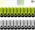 Thumb Drive 4GB FAT32 USB Flash Drives 20 Pack 4 GB USB 2.0 Jump Drives Multipack Flash Memory Stick Zip Drive Pendrive 20Pack with 20PCS Lanyards Label (Green Sliver 4gig)