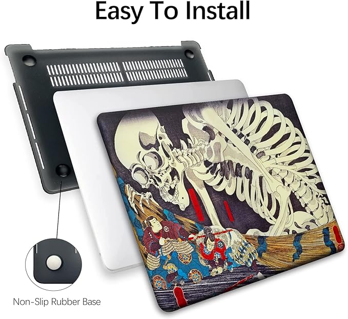 Berkin Arts for MacBook Air 15 inch Case 2025 2024 2023 Release M4 A3241 M3 A3114 M2 A2941 with Keyboard Cover & Screen Protector Feudal Japan Art (The Skeleton Specter by Kuniyoshi)
