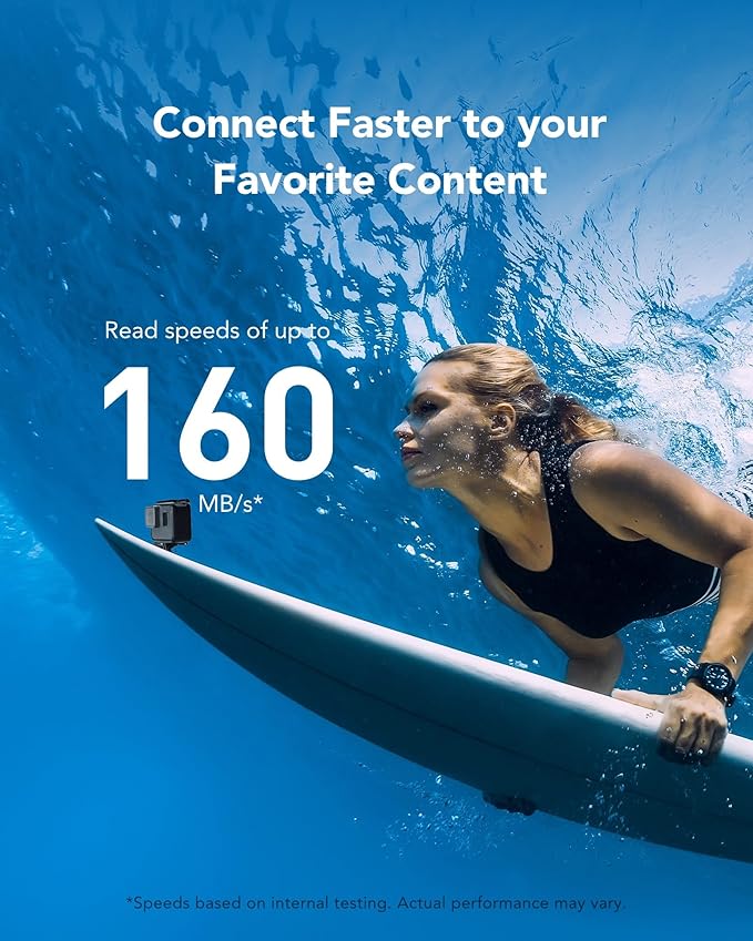 Lexar 2TB Blue Micro SD Card Up to 160MB/s, microSDXC UHS-I Memory Card with SD Adapter, C10, U3, A2, V30, Full HD, 4K UHD, High Speed TF Card