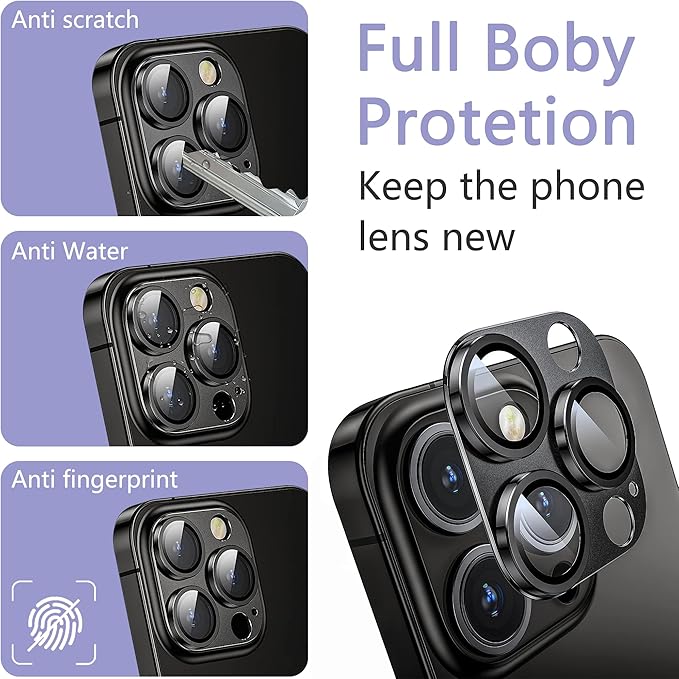 2 Pack Camera Lens Protector for iPhone 16 Pro/iPhone 16 Pro Max,[Not Easy to Breakn ] AR Tempered Glass Strong Adsorption Metal Camera Cover Screen-Desert Gold