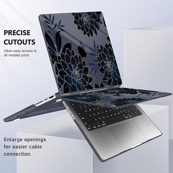 for MacBook Pro 16 inch Case 2021 2022 2023 2024 Release A3186 A3403 M4 A2991 M3 A2780 M2 A2485 M1 Pro/Max, Hard Shell Case with Screen Protector & Keyboard Cover, Flower Dahlia