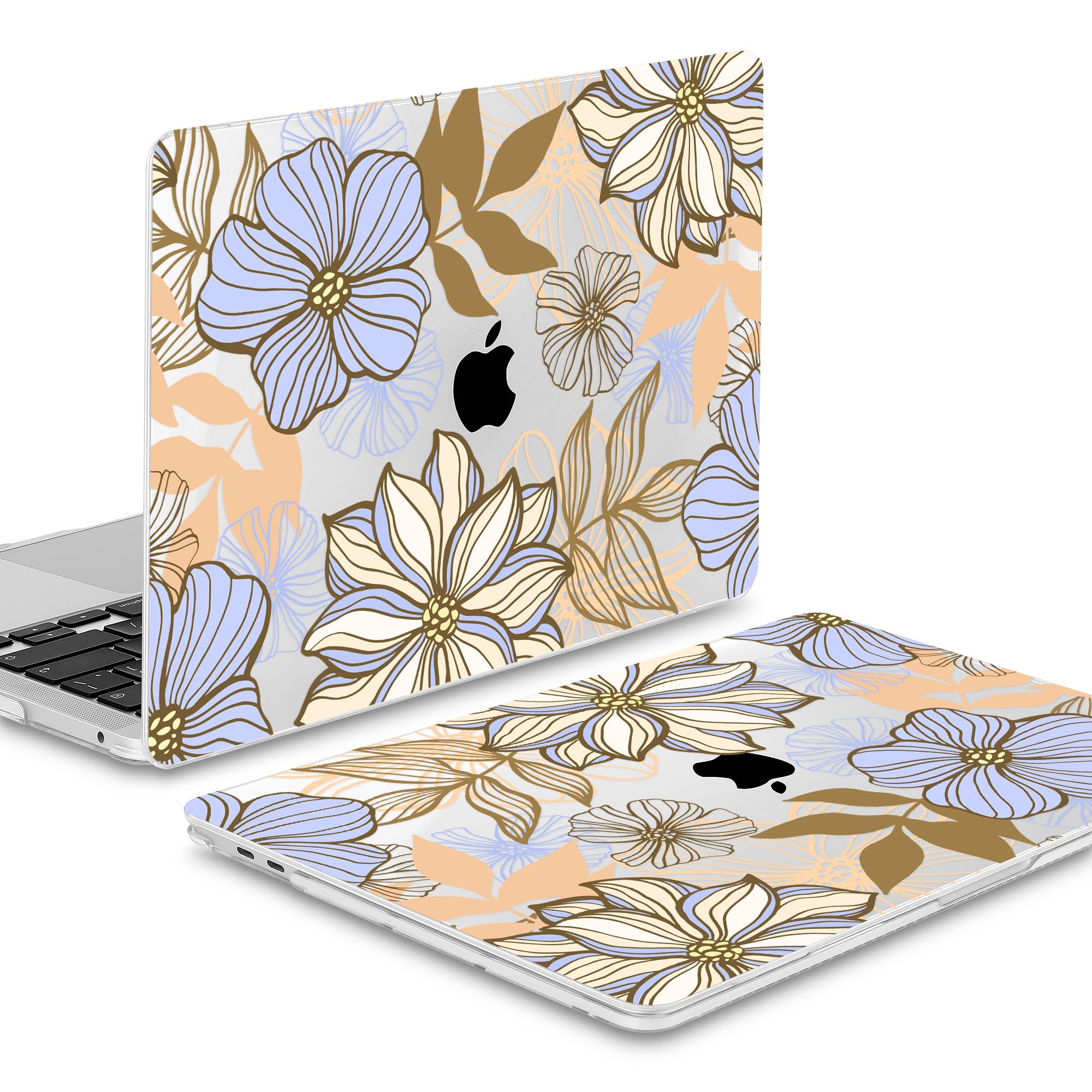 Mektron for MacBook Pro 13-inch Case 2022 2021 2020 Release A2338 M2 M1 A2289 A2251, Printed Plastic Hard Shell Cover for New MacBook Pro 13.3-inch Touch Bar Fits Touch ID，Abstract Floral