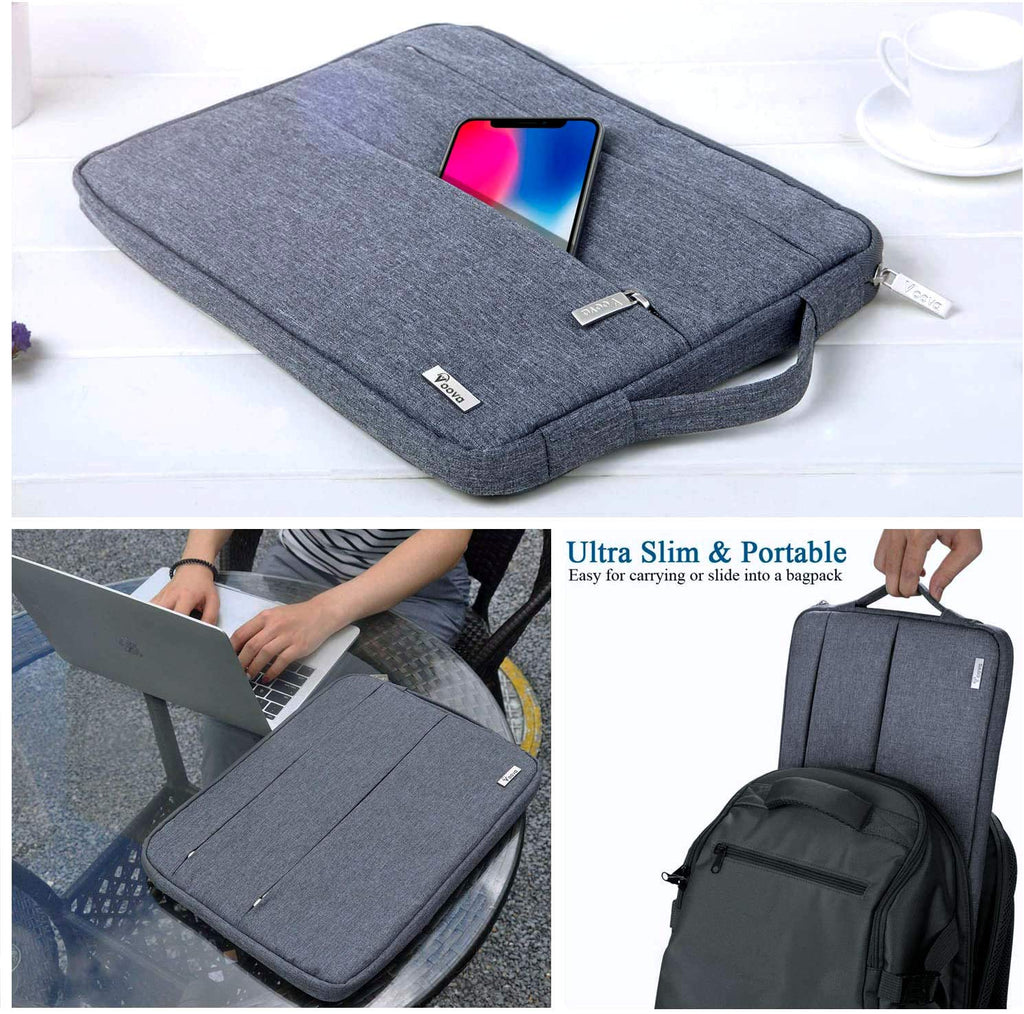 Voova Laptop Sleeve Carrying Case 13 13.6 Inch Compatible with MacBook Air 13 M1/M2/M3/M4, MacBook Pro 13/14, IPad Pro 13, Waterproof Slim Computer Cover Bag, Dark Grey