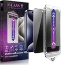 2 Pack Privacy Screen Protector for iPhone 15 Pro 6.1-Inch Auto Dust Removal, No Bubbles,Anti-Spy Tempered Glass Film, Easy Installation