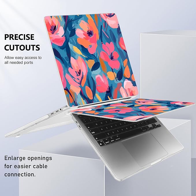 for MacBook Pro 16 inch Case 2019 2020 Release Model A2141, Plastic Hard Shell Cover with Keyboard Cover & Screen Protector for MacBook Pro 16 inch with Touch Bar & Touch ID, Flowers Print