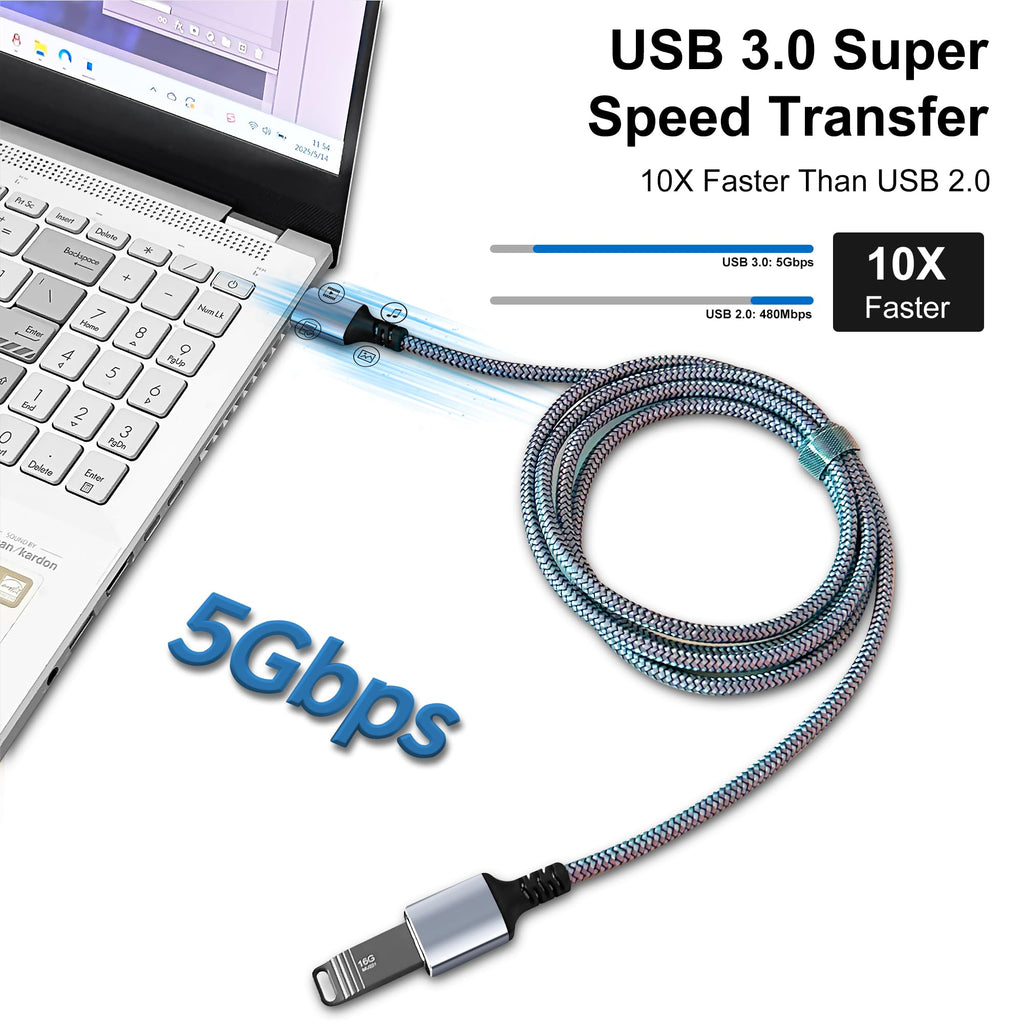 Tan QY USB 3.0 Extension Cable 1.5Ft, USB 3.0 High Speed Extender Cord Type A Male to A Female for PlayStation, Xbox, USB Flash Drive, Hard Drive, Card Reader,Scanner,Printer,Keyboard (Silver, 1.5Ft)