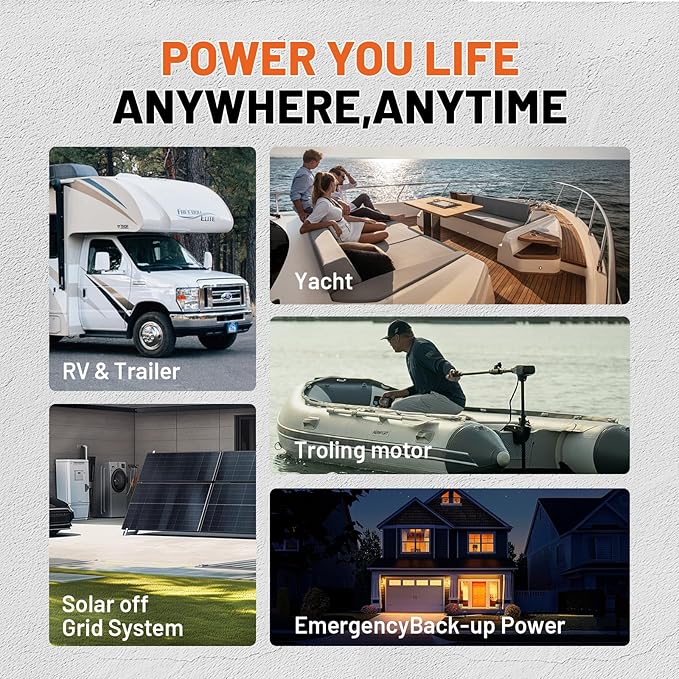 12V 310Ah LiFePO4 Lithium Battery 2PCS– Max. 3968Wh, 15000+ Deep Cycle Battery with 100A BMS, Low-Temp Cutoff | A+ Grade Cells for Marine, Trolling Motor, Off-Grid Home Energy Storage, Van Life