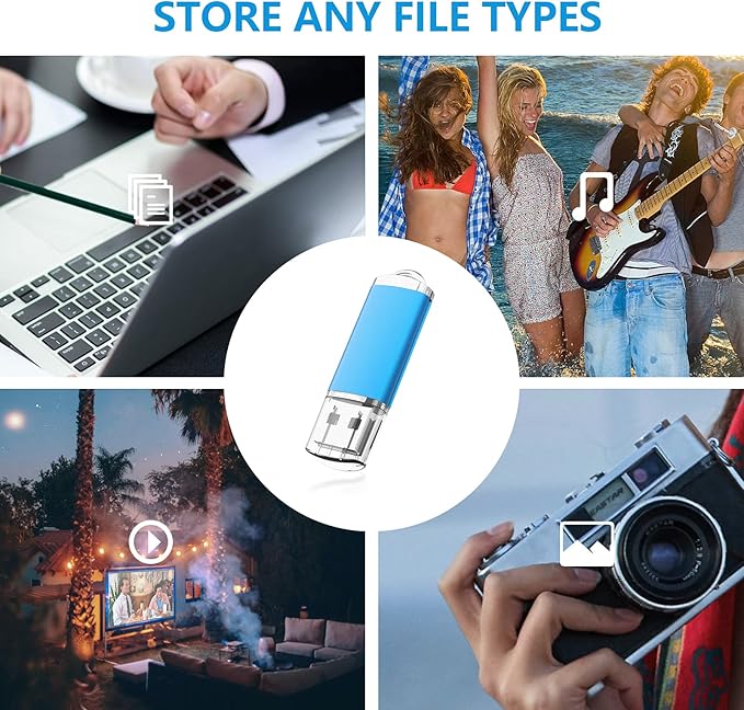 KOOTION 1GB Flash Drive 10 Pack USB 2.0 Memory Stick Capped Jump Drive Thumb Drive, Blue