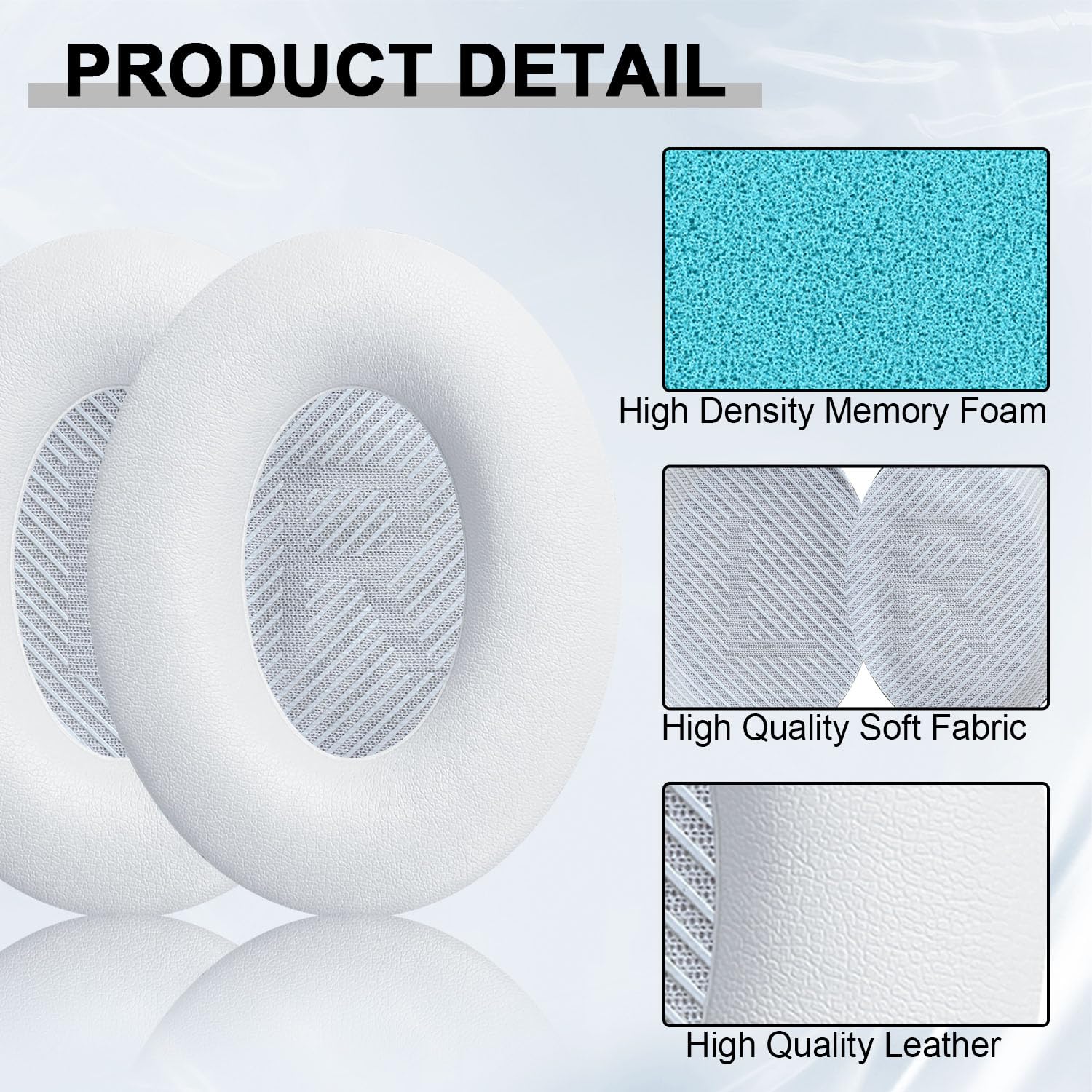 Replacement Earpads Cushions for Bose QuietComfort 35 & Quiet Comfort 35 II, Headphones Ear Covers Ear Pads for Bose QC35/QC35II/25/15 QC2 / Ae2 / Ae2i / Ae2W / Sound Link/Sound True-White